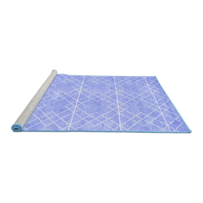 Sideview of Machine Washable Abstract Blue Contemporary Rug, wshcon1866blu