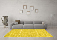 Machine Washable Abstract Yellow Contemporary Rug, wshcon1866yw