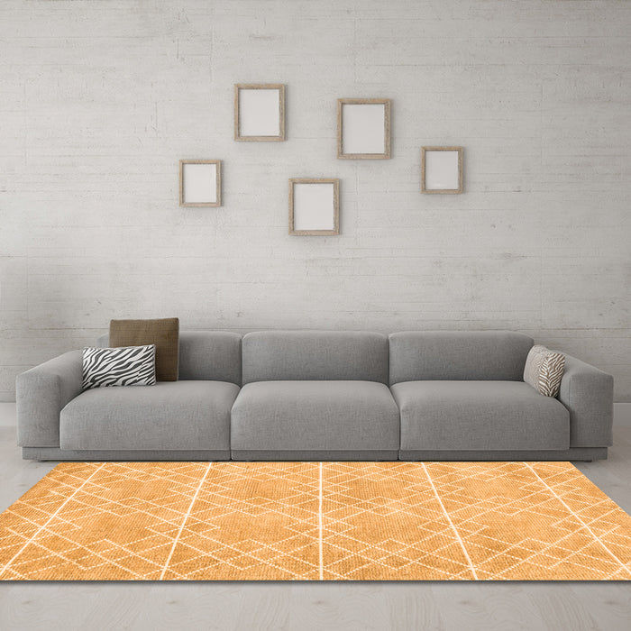 Machine Washable Abstract Orange Contemporary Area Rugs in a Living Room, wshcon1866org