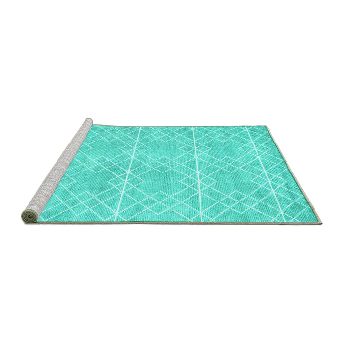 Sideview of Machine Washable Abstract Turquoise Contemporary Area Rugs, wshcon1866turq