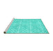 Sideview of Machine Washable Abstract Turquoise Contemporary Area Rugs, wshcon1866turq