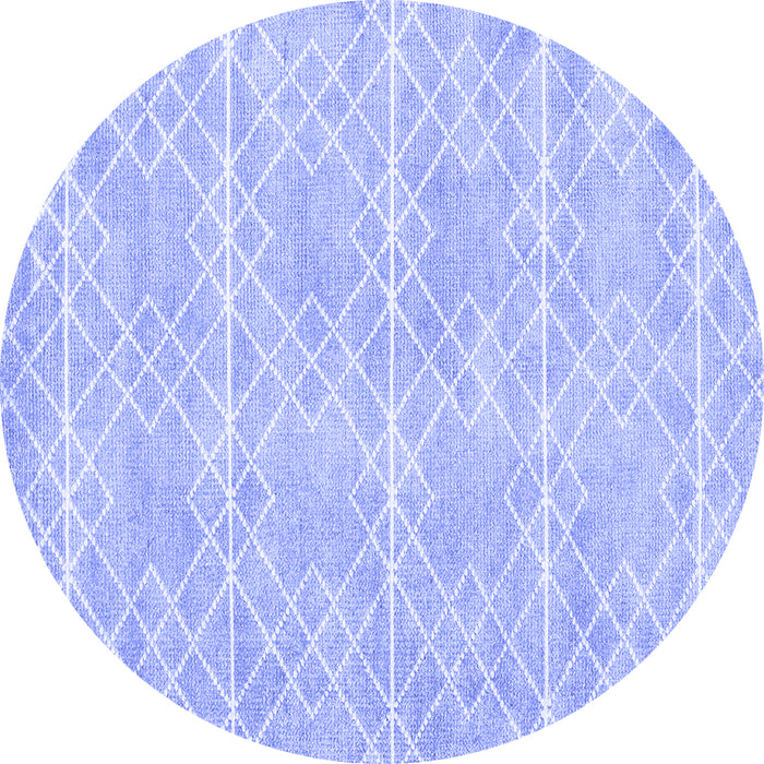 Round Abstract Blue Contemporary Rug, con1866blu