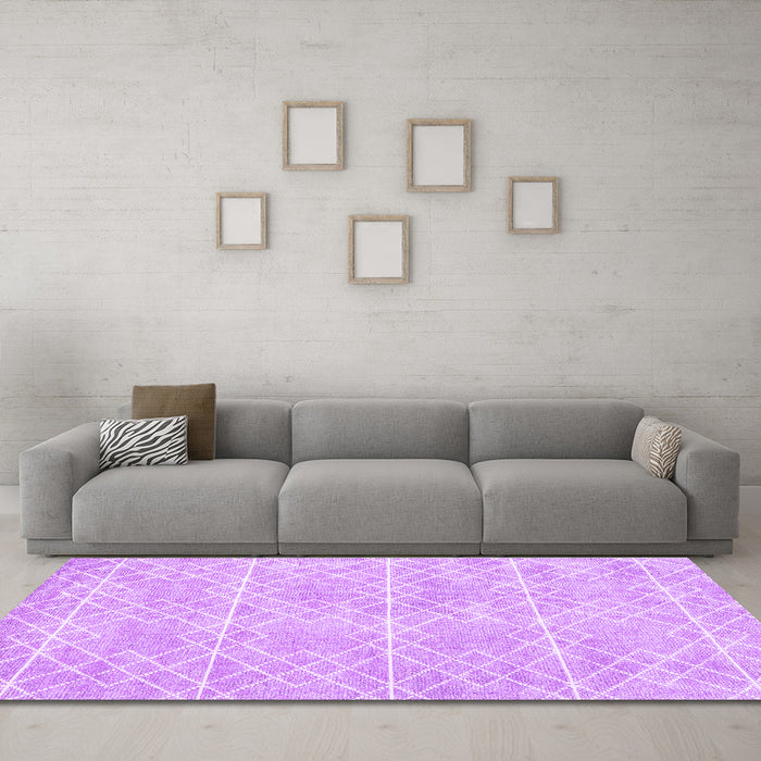Machine Washable Abstract Purple Contemporary Area Rugs in a Living Room, wshcon1866pur