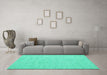 Machine Washable Abstract Turquoise Contemporary Area Rugs in a Living Room,, wshcon1867turq