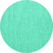 Round Machine Washable Abstract Turquoise Contemporary Area Rugs, wshcon1867turq