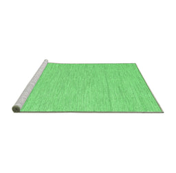 Sideview of Machine Washable Abstract Emerald Green Contemporary Area Rugs, wshcon1867emgrn