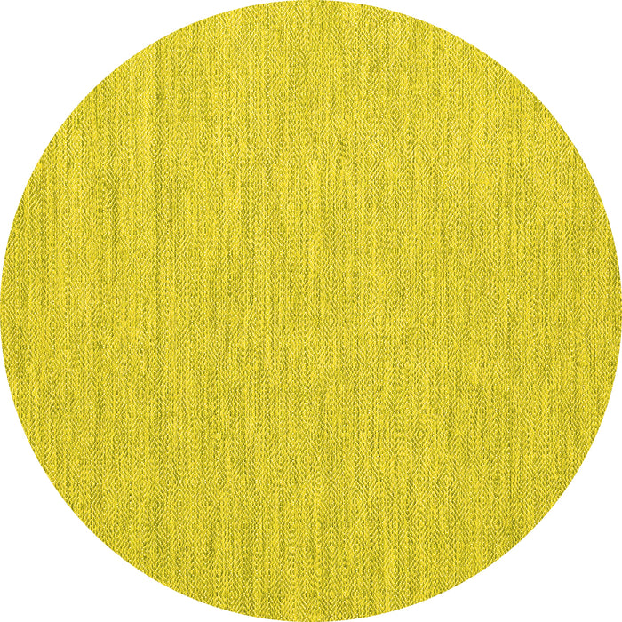 Round Machine Washable Abstract Yellow Contemporary Rug, wshcon1867yw