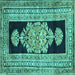 Square Machine Washable Abstract Turquoise Contemporary Area Rugs, wshcon1868turq