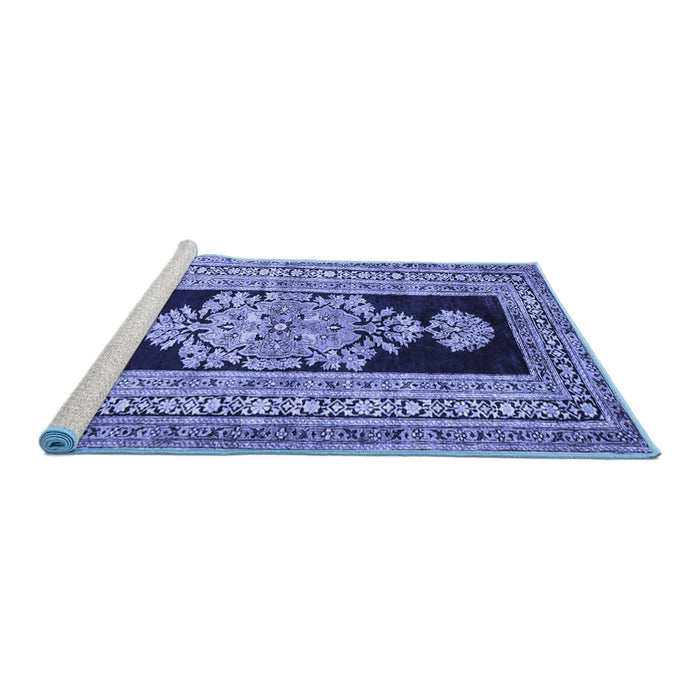 Sideview of Machine Washable Abstract Blue Contemporary Rug, wshcon1868blu