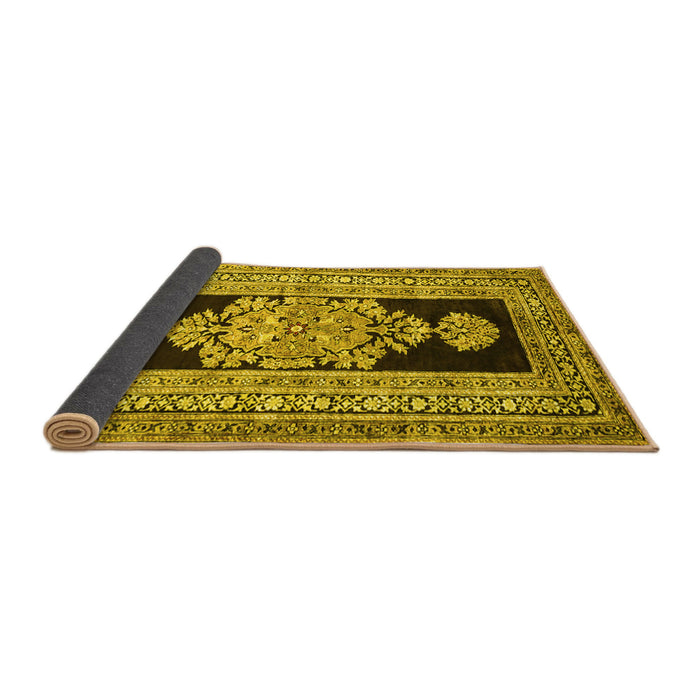 Sideview of Abstract Yellow Contemporary Rug, con1868yw