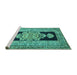 Sideview of Machine Washable Abstract Turquoise Contemporary Area Rugs, wshcon1868turq