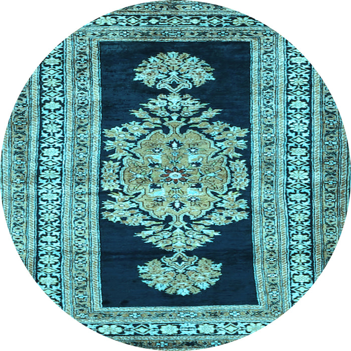 Round Abstract Light Blue Contemporary Rug, con1868lblu