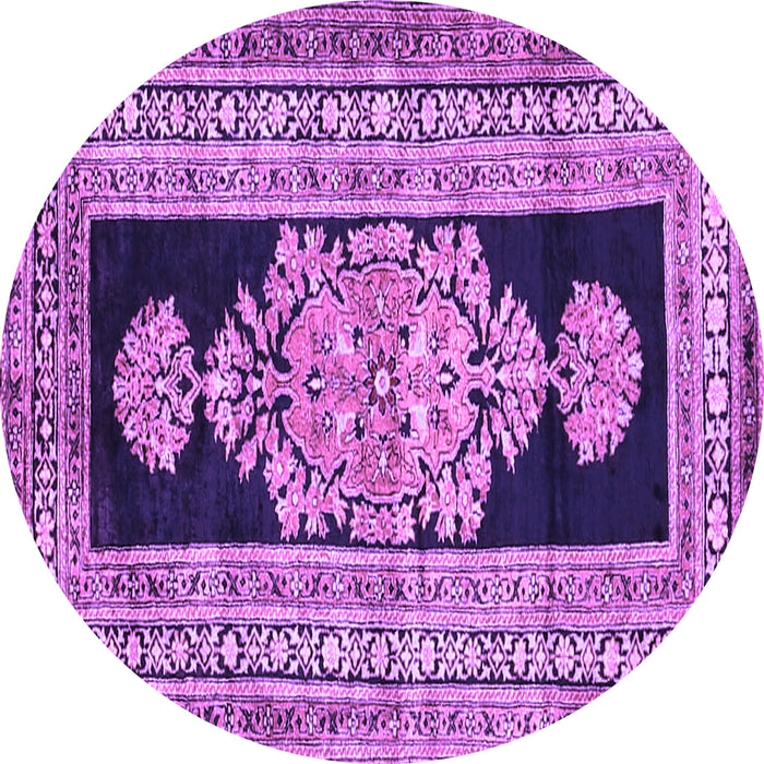 Round Machine Washable Abstract Purple Contemporary Area Rugs, wshcon1868pur
