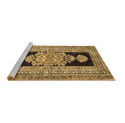 Sideview of Machine Washable Abstract Brown Contemporary Rug, wshcon1868brn