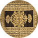 Round Machine Washable Abstract Brown Contemporary Rug, wshcon1868brn