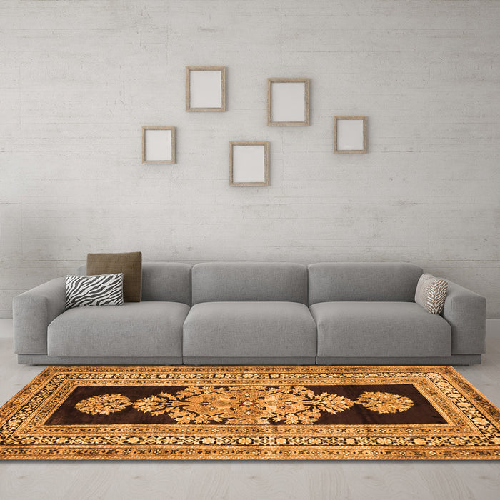Machine Washable Abstract Orange Contemporary Area Rugs in a Living Room, wshcon1868org