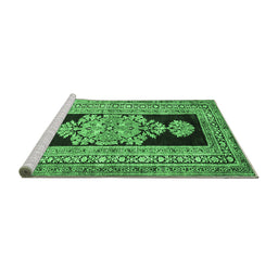 Sideview of Machine Washable Abstract Emerald Green Contemporary Area Rugs, wshcon1868emgrn