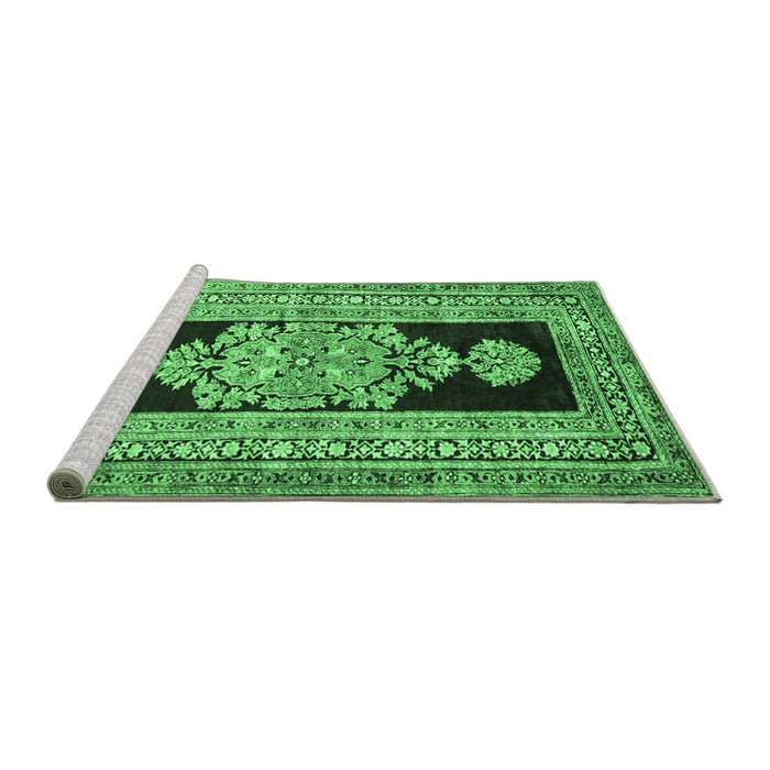 Sideview of Machine Washable Abstract Emerald Green Contemporary Area Rugs, wshcon1868emgrn