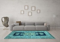 Machine Washable Abstract Light Blue Contemporary Rug, wshcon1868lblu