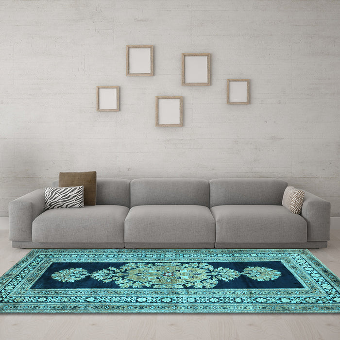 Machine Washable Abstract Light Blue Contemporary Rug in a Living Room, wshcon1868lblu