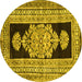 Round Abstract Yellow Contemporary Rug, con1868yw