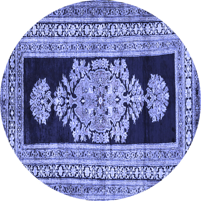 Round Machine Washable Abstract Blue Contemporary Rug, wshcon1868blu