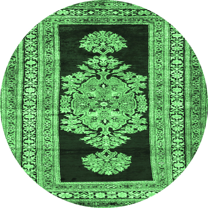 Round Abstract Emerald Green Contemporary Rug, con1868emgrn