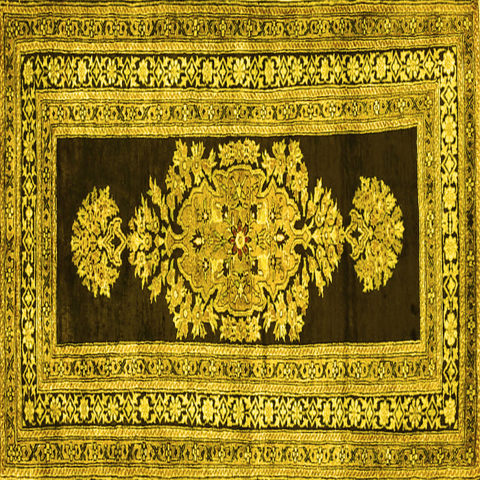 Square Abstract Yellow Contemporary Rug, con1868yw