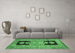 Machine Washable Abstract Emerald Green Contemporary Area Rugs in a Living Room,, wshcon1868emgrn