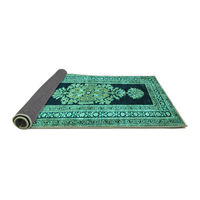 Sideview of Abstract Turquoise Contemporary Rug, con1868turq