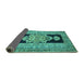 Sideview of Abstract Turquoise Contemporary Rug, con1868turq