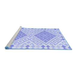 Sideview of Machine Washable Southwestern Blue Country Rug, wshcon1869blu
