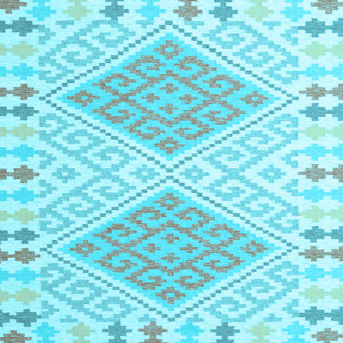 Square Machine Washable Southwestern Light Blue Country Rug, wshcon1869lblu