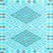 Square Machine Washable Southwestern Light Blue Country Rug, wshcon1869lblu