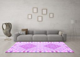 Machine Washable Southwestern Purple Country Area Rugs in a Living Room, wshcon1869pur