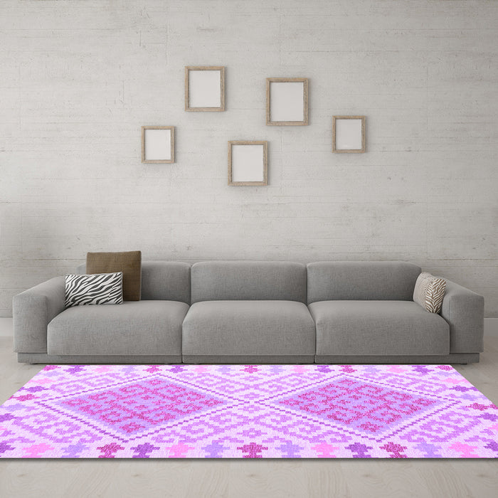 Machine Washable Southwestern Purple Country Area Rugs in a Living Room, wshcon1869pur