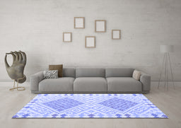 Machine Washable Southwestern Blue Country Rug in a Living Room, wshcon1869blu