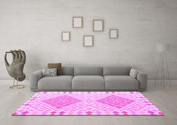 Machine Washable Southwestern Pink Country Rug in a Living Room, wshcon1869pnk