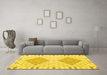 Machine Washable Southwestern Yellow Country Rug in a Living Room, wshcon1869yw