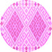 Round Southwestern Pink Country Rug, con1869pnk