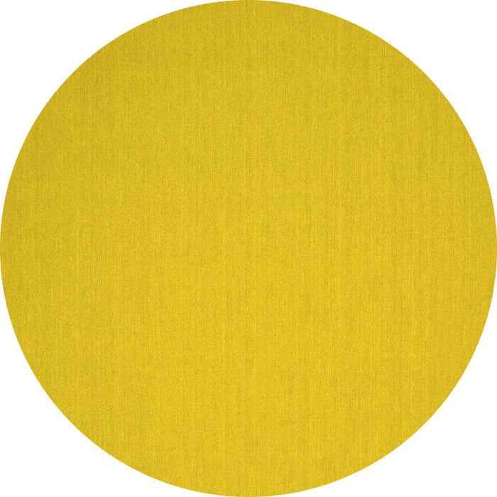 Round Machine Washable Solid Yellow Modern Rug, wshcon186yw