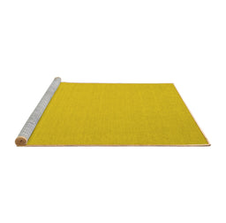 Sideview of Machine Washable Solid Yellow Modern Rug, wshcon186yw