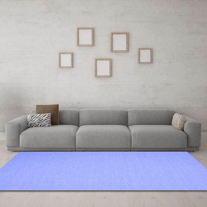 Machine Washable Solid Blue Modern Rug in a Living Room, wshcon186blu