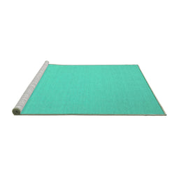 Sideview of Machine Washable Solid Turquoise Modern Area Rugs, wshcon186turq