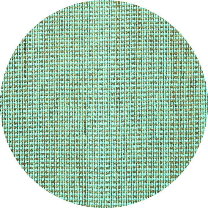 Round Abstract Turquoise Contemporary Rug, con1870turq