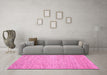 Machine Washable Abstract Pink Contemporary Rug in a Living Room, wshcon1870pnk