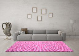 Machine Washable Abstract Pink Contemporary Rug in a Living Room, wshcon1870pnk