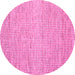 Round Machine Washable Abstract Pink Contemporary Rug, wshcon1870pnk