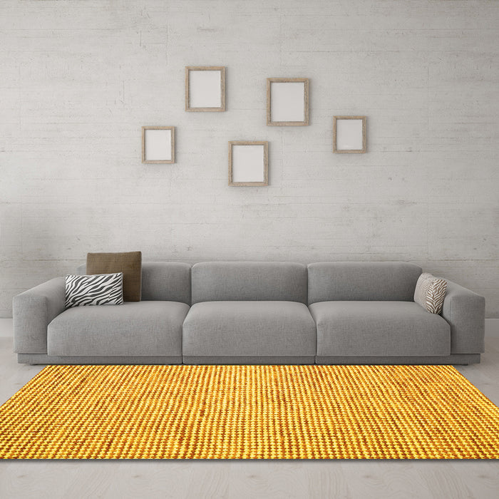 Machine Washable Abstract Yellow Contemporary Rug in a Living Room, wshcon1870yw