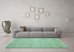 Machine Washable Abstract Turquoise Contemporary Area Rugs in a Living Room,, wshcon1870turq